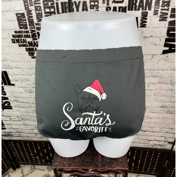 Torrid +2 Gray Santa's Favorite Dog Graphic Scallop Waistband Hipster Panties - Picture 5 of 6